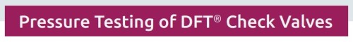 Pressure Testing DFT Valves