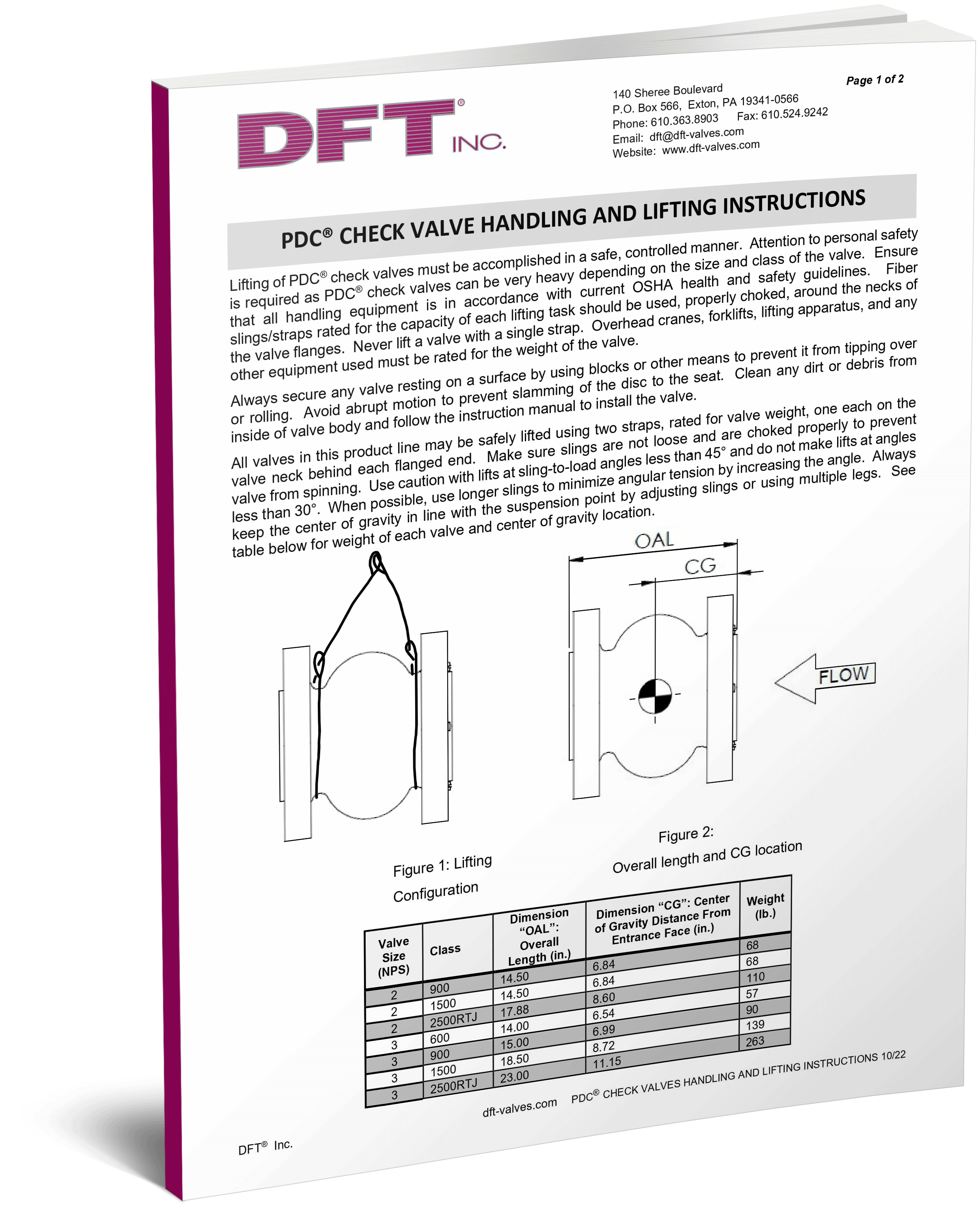 DFT PDC Handling and Lifiting Instructions