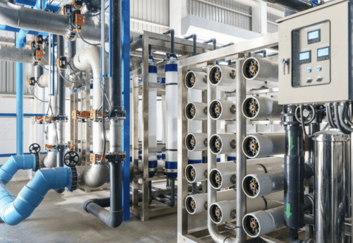 reverse osmosis system at a plant